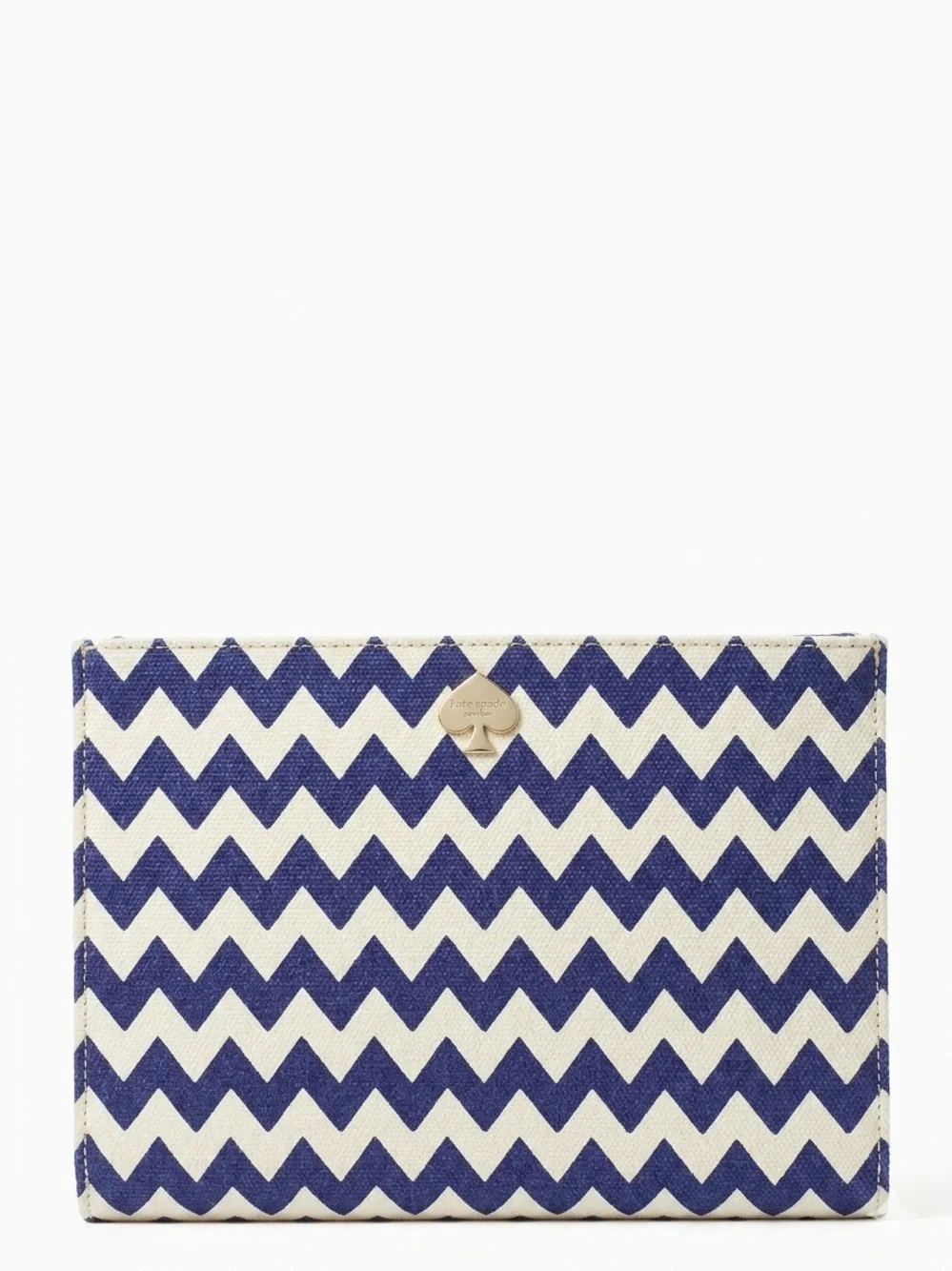 kate spade navy and cream chevron wristlet clutch